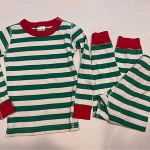 Hanna Andersson HA 100 4 long johns LJS Christmas stripe green red white